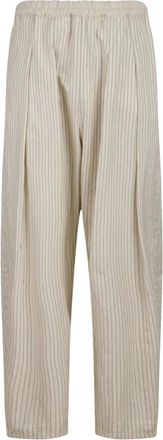 Maison Margiela Lichtbeige Gestreepte Broek - Heren - Straight fit broeken - Beige - W44 - Katoen - Broeken