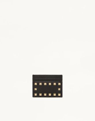 Valentino Garavani Rockstud Grainy Calfskin Cardholder Wo