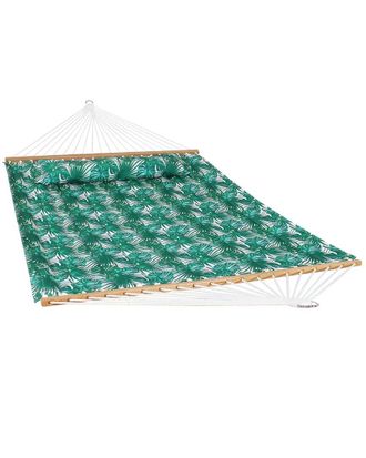 Sunnydaze 2-Person Fabric Spreader Bar Hammock And Pillow