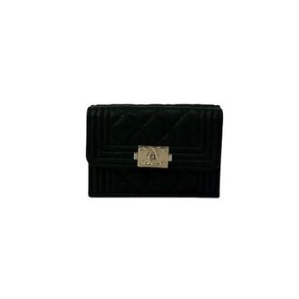 Chanel Pre-owned Wallets, female, Black, Size: ONE SIZE Pre-owned Boy Trifold Wallet
