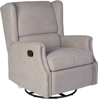 Flash Furniture Wingback Manual Reclining Glider Swivel Chair, Light Gray