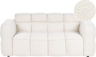 Beliani Sof&aacute; De 2 Plazas Tapizado Boucl&eacute; Estilo Moderno Forma De Nube Acolchado Sal&oacute;n Blanco Crema Utana