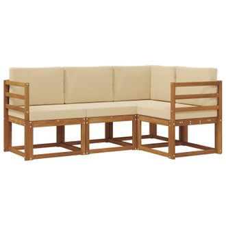 vidaXL Conjunto De Sof&aacute;s De Exterior Con Coj&iacute;n 4 Pcs Natural Y Beige Vidaxl