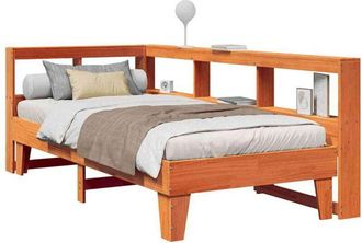 vidaXL Sof&aacute; Con Estanter&iacute;a Sin Colch&oacute;n Madera Maciza Marr&oacute;n 90x200 Cm Vidaxl