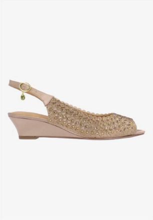 J. Rene&eacute; Womens Malorie Sling Back Pumps In Beige Satin/stones