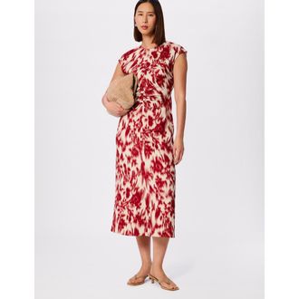 Whistles Blurred Floral Crepe Dress in Red/multi at Nordstrom, Size 12