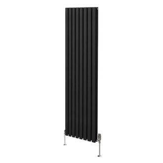 MonsterShop Oval Column Radiator & Valves - 1800mm x 480mm - Black