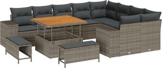 vidaXL Vidaxl - Garden Sofa Set with Cushion 12 pcs Grey 100 x 100 x 71 cm