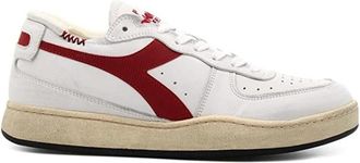 Diadora Witte leren sneakers met rode details - Heren - Sneakers - Wit - 41 EU - Leer - Schoenen