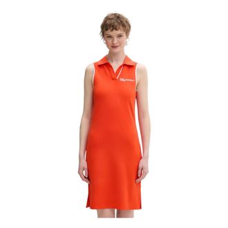 Karl Lagerfeld Mouwloze minirok met geborduurd logo - Dames - Korte kleedjes - Oranje - S - Nylon - Kleedjes