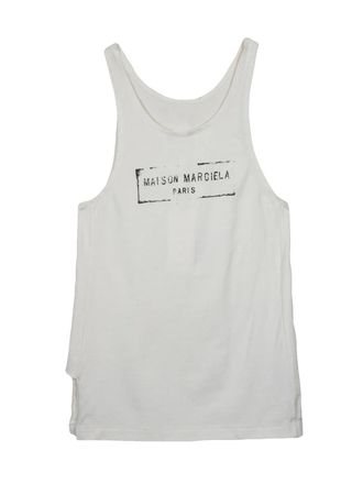 Maison Margiela White Viscose-Blend Logo Tank Top