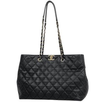 Chanel Black Grained Calfskin Tote Bag (Pre-Owned)