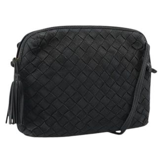 Bottega Veneta Pre-owned Canvas Shoulder Bag - Dames - Pre-owned - Zwart - Maat: ONE Size Leer