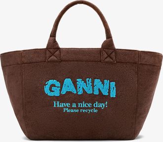 Ganni Brown Reversible Tote XXL in