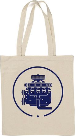 Generic Car Engine Pick Up Truck Engine Minimalist Logo Natural Cotton Tote Bag White