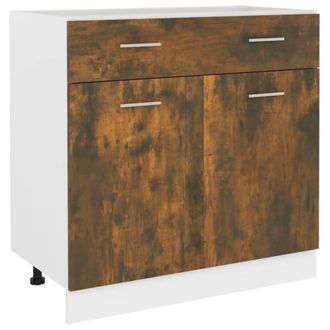 Berkfield Home Drawer Bottom Cabinet Smoked Oak 80x46x81.5 cm Engineered Wood in Brown