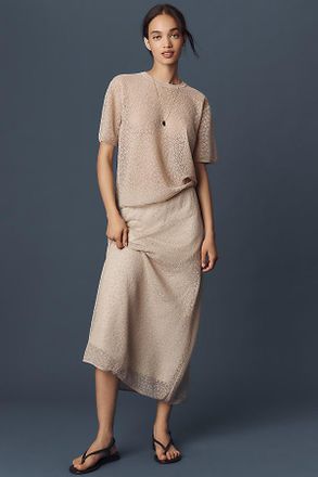 Theory Floral Lace A-Line Midi Skirt