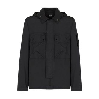 C.P. Company Flatt Nylon Lens Zipped Overshirt - male - C.P. Company - Light Jackets - Black - L - Jackets