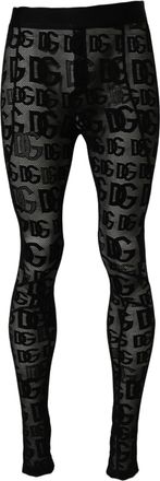 Dolce & Gabbana Black All Over Logo Print Sheer Pantyhose Underwear Cotton Nylon Elastane Clothing