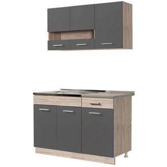 Dmora Cucina Completa Lanzo, Cucinino un Cassetto, 3 Ripiani, 6 Ante, Nero Antracite