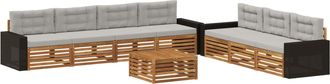 vidaXL Conjunto De Sof&aacute;s De Exterior 8 Uds. Natural Y Gris Claro Vidaxl