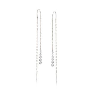 Ross-Simons Bezel- Set Diamond Threader Earrings in Sterling Silver