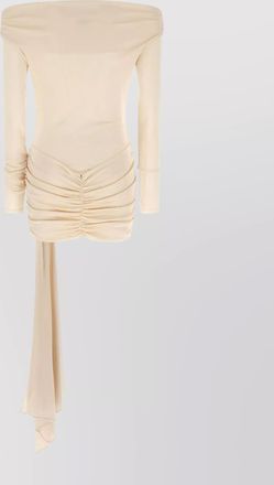 Andamane off-the-shoulder fitted dress draped fabric