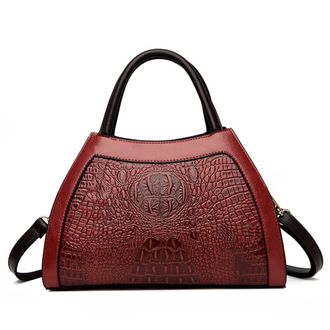 Generic Crocodile Satchel Handbags for Women Fashion Purses Top Handle Crossbody Bag Medium Ladies Tote Shoulder Bags (Red)