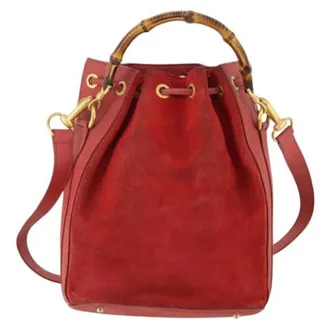 Gucci Vintage, unisex, Rood, ONE Size, Leer, Pre-owned Bucket Bag