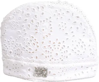 Dolce & Gabbana Womens White Cotton Embroidered Dg Crystal Headwear Hat Polyester Viscose