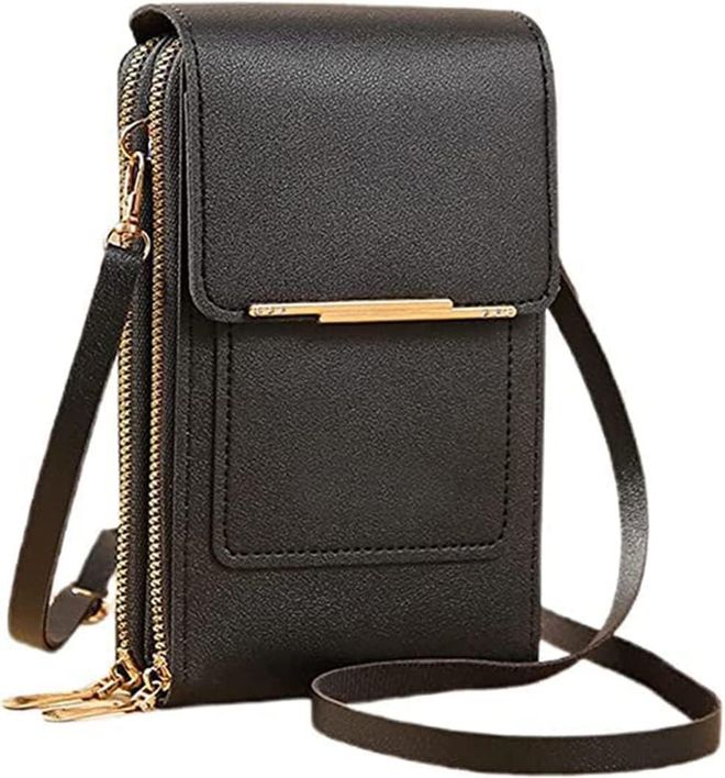 Anti-theft Leather Bag, 2023 New Small Crossbody Cell Phone Purse for Women, Blocking PU Leather Crossbody Bag (Black)