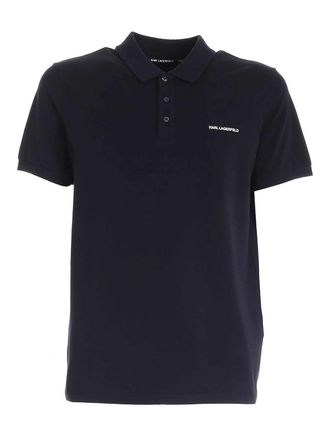 Karl Lagerfeld Rubberized logo polo shirt in blue