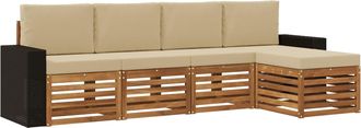 vidaXL Conjunto De Sof&aacute;s De Exterior 5 Uds. Natural Y Beige Vidaxl