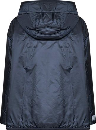 Max Mara Womens Hooded Puffer Jacket Midnight Blue Polyester