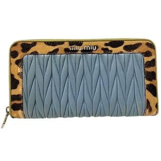 Miu Miu Pre-owned Wallets, female, Blue, Size: ONE SIZE Pre-owned Matelasse Leather Long Wallet