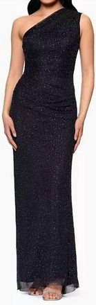 Betsy & Adam Solid Studded Long Dress In Black