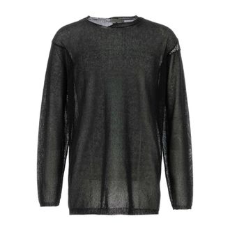 Yohji Yamamoto Round-neck Knitwear, male, Black, Size: L Round-neck Stitch Detail Sweater