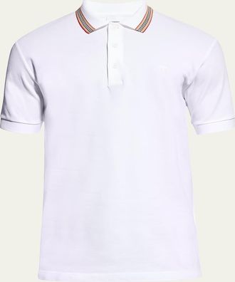 Burberry Mens Pierson Check Trim Polo Shirt