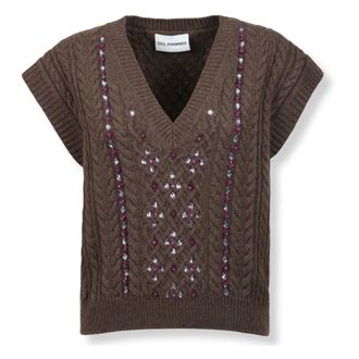 Des_Phemmes V-neck Knitwear, female, Brown, S, Gilet