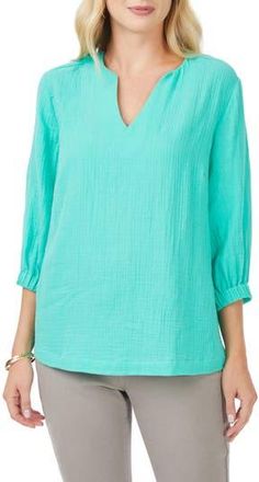 Foxcroft Evie Gauze Blouse in Sea Mist at Nordstrom Rack, Size 4