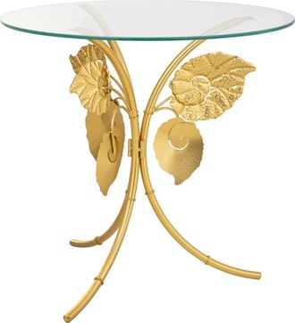 Wanderlust Deco Mesa esquinera redonda de metal dorado d70x70