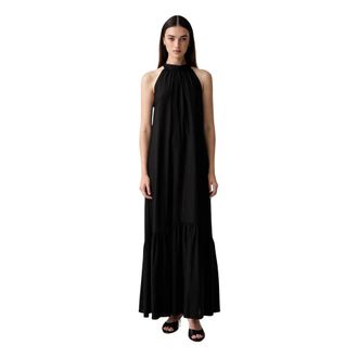 Vicolo Abito Lungo a Trapezio con Scollo allAmericana - - Dresses - Donna - Nero - S