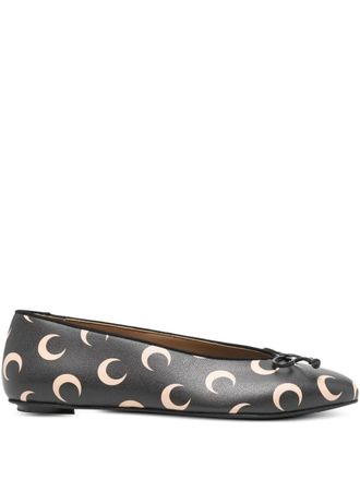 Marine Serre crescent-moon print ballet flats - Black