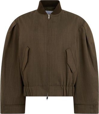 Ganni Bomber in lana m&eacute;lange - - Jackets - Donna - Marrone - 3XS