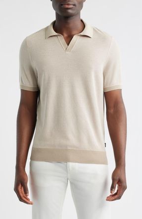 BOSS Jianluca Johnny Collar Polo in Taupe at Nordstrom, Size Xxx-Large