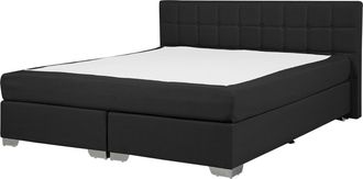 Beliani Cama Continental Tapizada Negra 140 X 200 Cm Marco Con Cabecero Y Colch&oacute;n Admiral