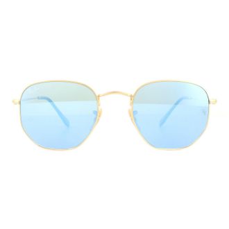 Ray-Ban Zonnebril Hexagonal 3548N 001/9O Goud Light Blauw Verloop Mirror