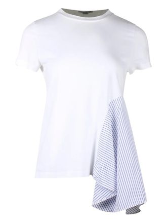 Stella McCartney T-shirt in cotone con inserto a righe - Bianco
