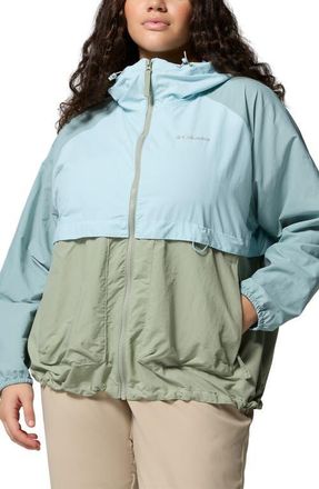 Columbia Spire Valley Water Repellent Windbreaker in Safari/Marine Light/Blue at Nordstrom, Size 3X