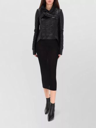Rick Owens lamb leather asymmetric biker jacket